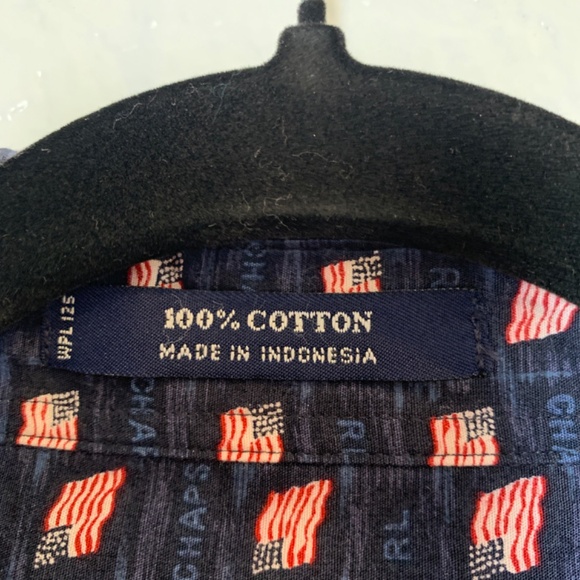 Chaps Ralph Lauren Mens Flag Print Button Down Shirt 2XLT Patriotic Americana - Picture 4 of 14